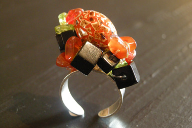 Bague poule, orange.